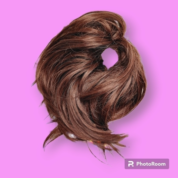 Dark Mahogany Brown Tousled Messy Hair Bun - Picture 1 of 4